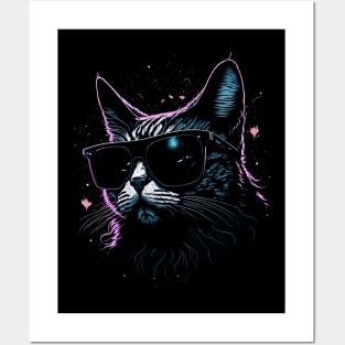 I Need More Space Cat T-Shirt with Starry Space Background Posters and Art